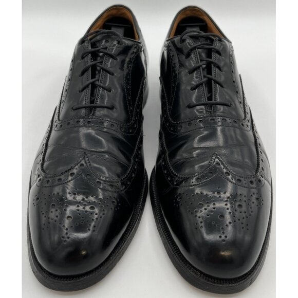 Vtg Johnston & Murphy Aristocraft Black Shell Cordovan Wingtip Size 10C Oxfords - Picture 2 of 12